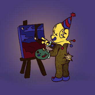 Crypto the Clown(fish) Painting his first Non Fungible Token